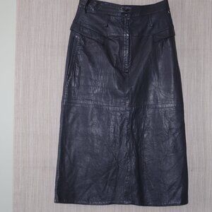 Vintage Norma Gray Genuine Leather Pencil Midi Skirt Size: 36
